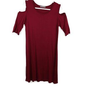 Loveappella Womens Tunic Dress Red Stretch Cold Sh